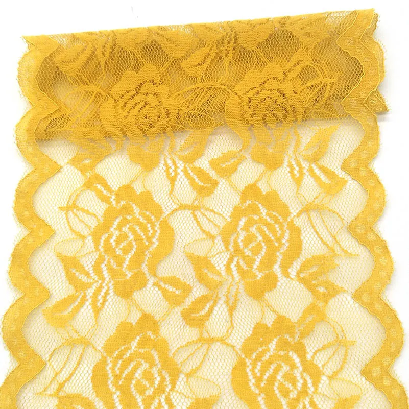 Yellow Новинка, 2 ярда, высокое качество, красивое кружево, лента, тесьма 150 мм, кружевная отделка, сделай сам, вышивка для шитья, украшение, африканская кружевная ткань - Цвет: Yellow