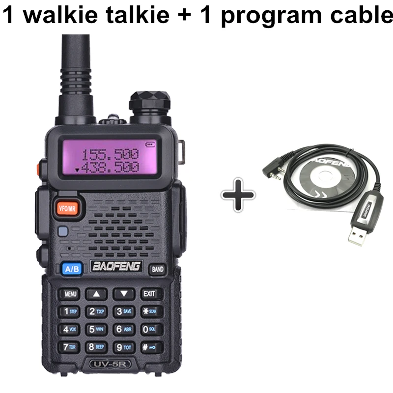 Add a program cable Baofeng UV-5R профессиональная рация 5 Вт UHF VHF портативная UV5R двухсторонняя радиостанция UV 5R охотничий CB трансивер радиоприемник - Цвет: Add a program cable
