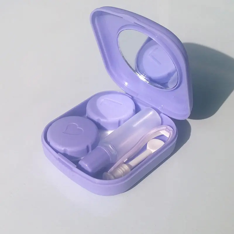 

2021 New Style Mini Square Contact Lens Case Macarons Press Clamshell Contact Lens Travel Kit Easy Carry Mirror Container