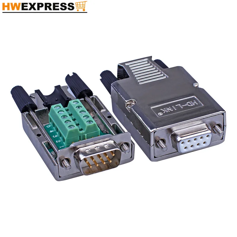 

Serial Port DB9 Avoid Welding Head Plug Avoid Weld Metal Shell 9Needle 9Hole RS232 COM Mouth Connector