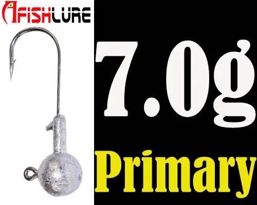 Primary 7g Головка джига, свинцовая головка, крючок 2 г/3,5 г/5 г/7,0 г/10 г/14 г, светящиеся мягкие крючки для Червяков, красные мягкие приманки, крючок, свинцовые рыболовные крючки, 5 шт./лот - Цвет: Primary 7g