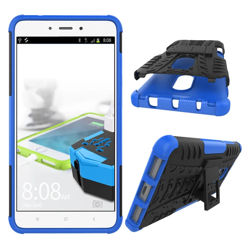 Blue Роскошный чехол-подставка из ТПУ+ поликарбоната для телефона Xiao mi Red mi S2 5 Plus 3 3S 4 4X 4A 5A 6 Pro 6A Note 4 5 5A mi A1 5X A2 6X8, чехлы синего и красного цвета - Цвет: Blue
