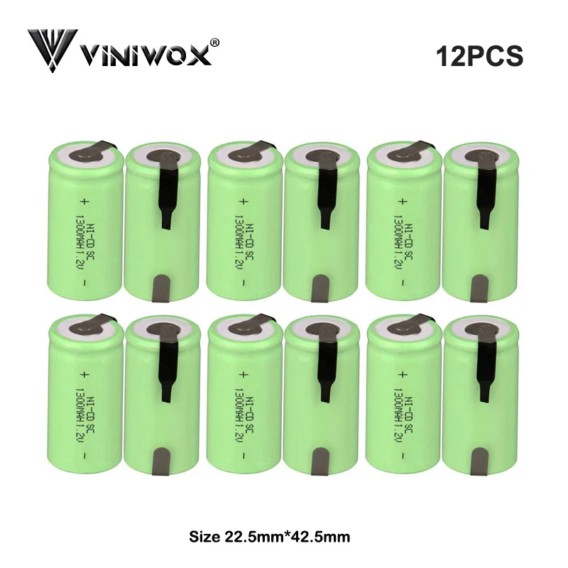 12PCS Новинка 1300mAh SC Ni-CD 1,2 V аккумуляторные батареи для электрической отвертки, электроинструмент, батарея, аккумулятор для легкой игрушки - Цвет: 12PCS