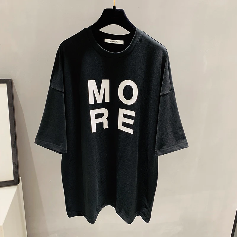 Женская хлопковая футболка с длинным рукавом Kpop Повседневная Свободная принтом