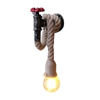 vintage industrial style faucet wall light for cafe restaurant stair aisle retro water pipe wall lamp hemp rope iron led lights