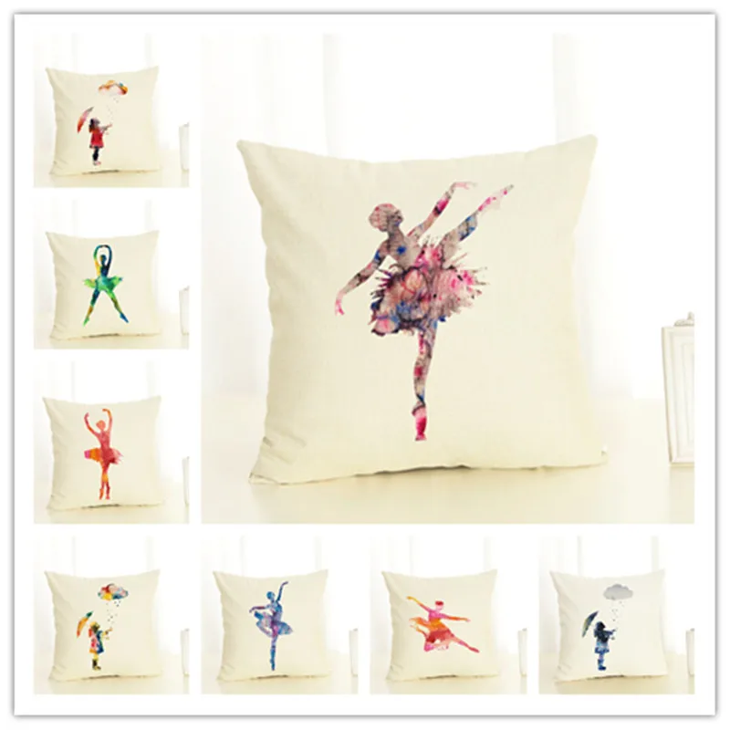 Наволочка из хлопка и льна модный стиль балетная подушка для девочек диванные