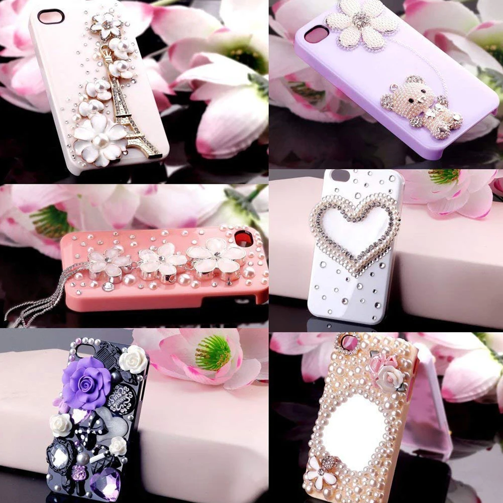 6 видов цветов для дизайна ногтей полукруглые жемчужные бусины стразы