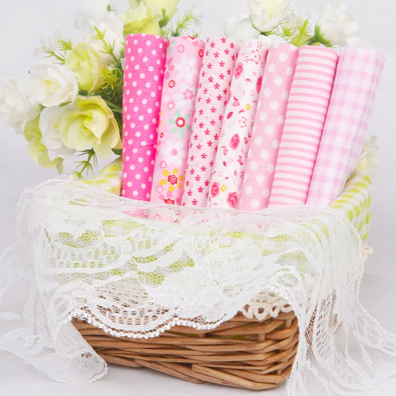 7 шт. Высококачественная 100% хлопковая ткань розовая цветочная для шитья своими