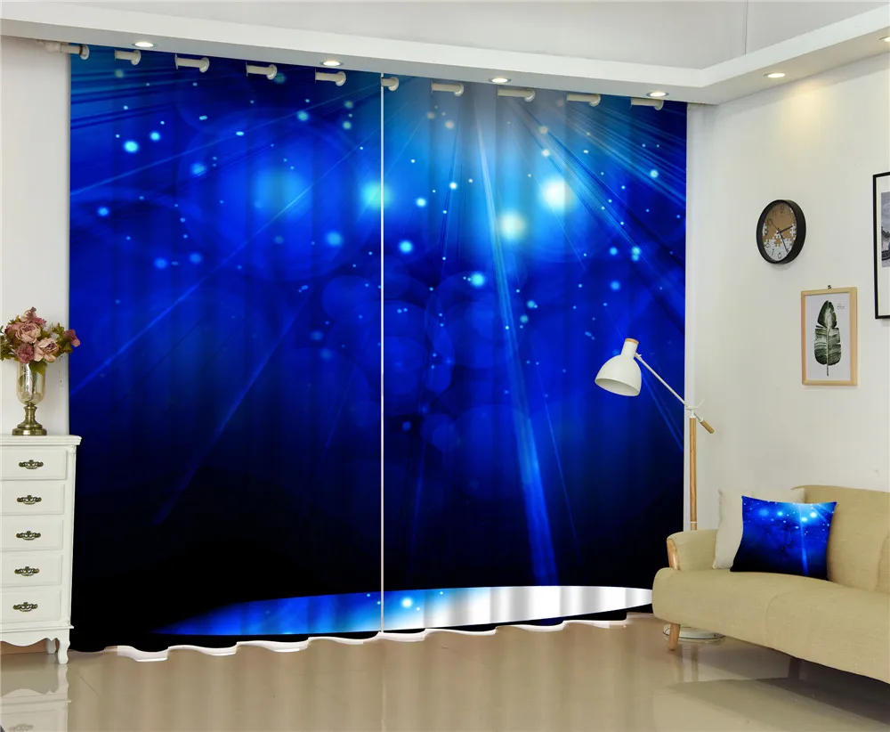 

Curtains Navy Blue print Luxury Blackout 3DCurtains For Living Room office Bedroom Drapes cortinas Rideaux Customized size