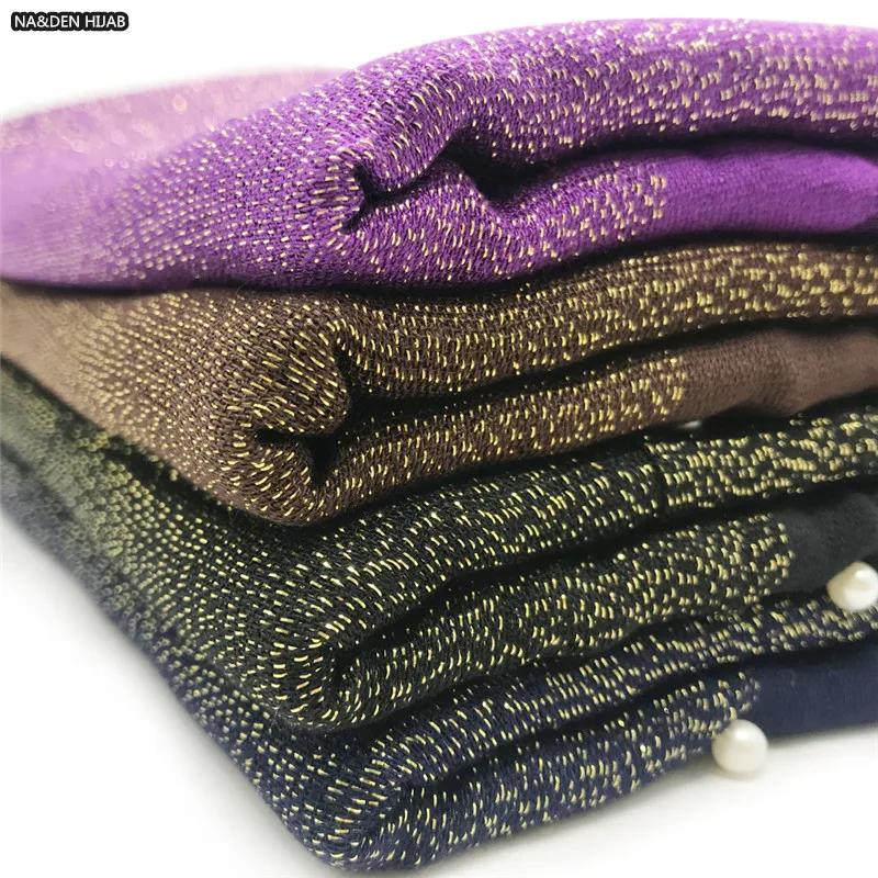 

2019 новые летние женские Хиджаб Платки жемчуг чистый цвет с блестками узкие шарф Лен шелковый шарф Элитный бренд 10 шт./лот