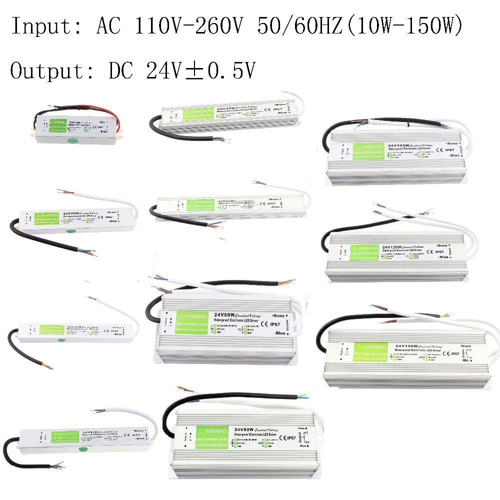 DC24V 10 Вт 20 30 36 45 50 60 80 100 120 150 Водонепроницаемый Электронный Драйвер внешний