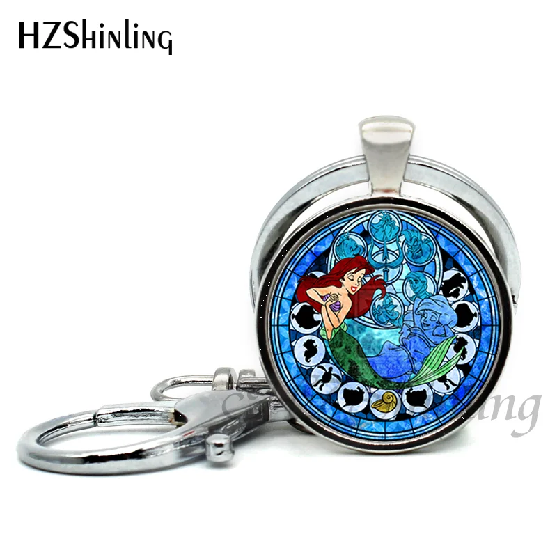 2017 New Deasign The Little Mermaid Keyring Handmade Fashion Pendant Jewelry Glass Dome Keychains Wholesale | Украшения и