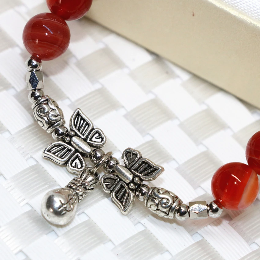 Factory Outlet браслет натуральный красный вен Агат камень оникс Сердолик 8 мм бусины