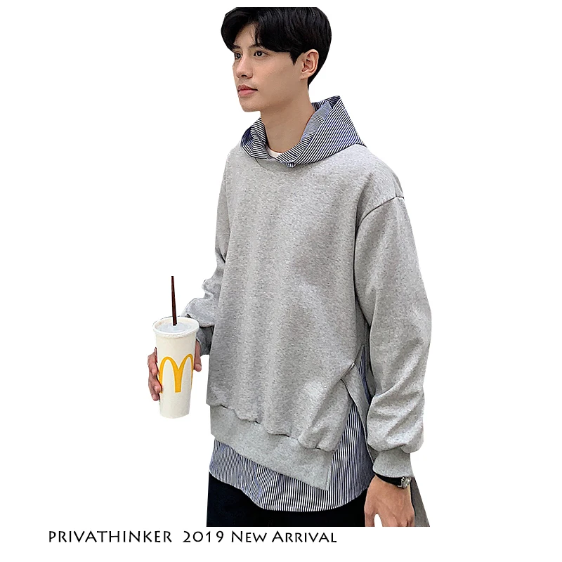Privathinker мужские корейские модные толстовки с капюшоном 2019 s Harajuku поддельные два