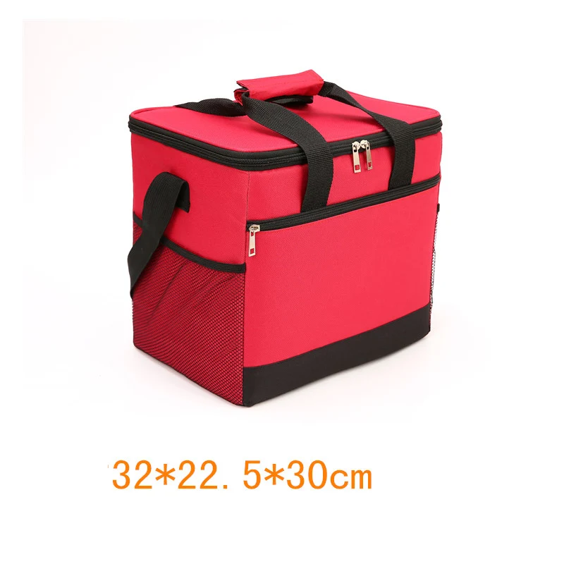 red 20L bag 20L 25L большая сумка для обеда, Термосумка для пикника, большая сумка-холодильник, пакет для льда, еды, напитков, вина, термос, теплоизоляционная сумка на плечо для транспортного средства - Цвет: red 20L bag