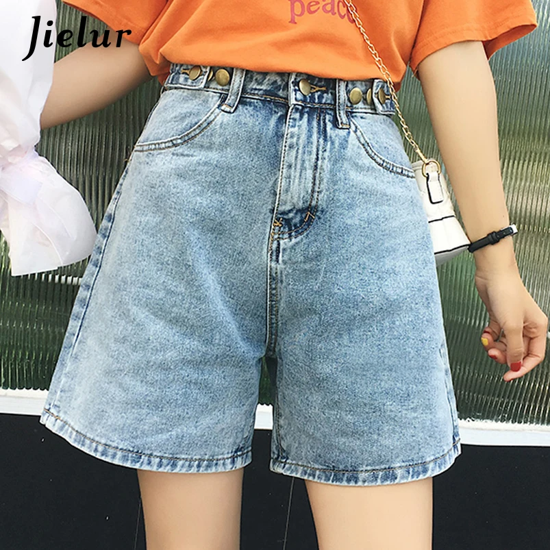 Jielur, короткие джинсы для женщин, одноцветные, лето, новые джинсы для женщин, корейский стиль, модные женские брюки, высокая талия, джинсовые шорты
