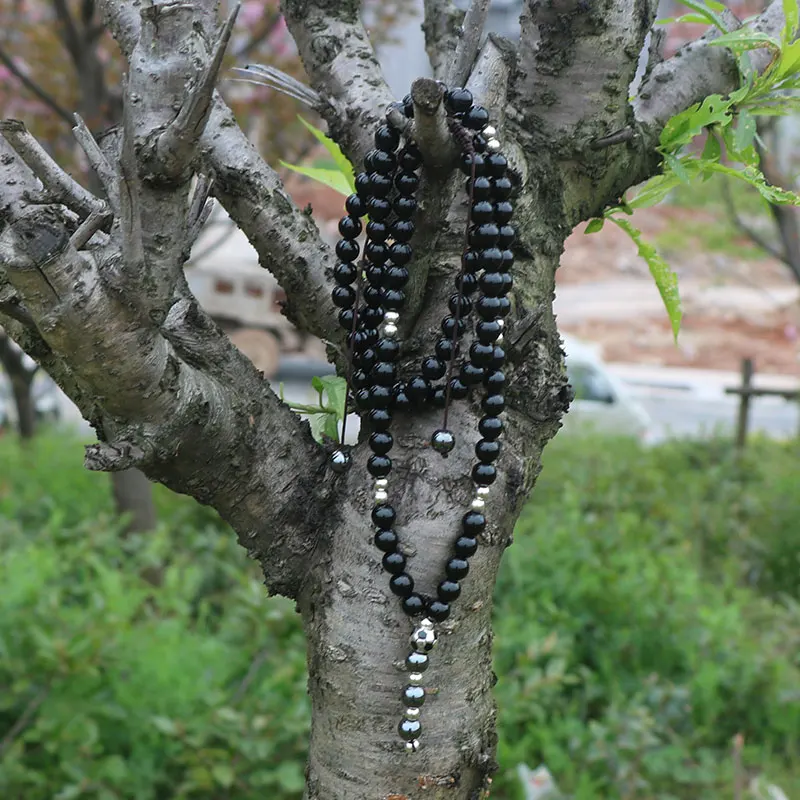 Натуральный вулканический камень Трендовое ожерелье ручной работы из бисера