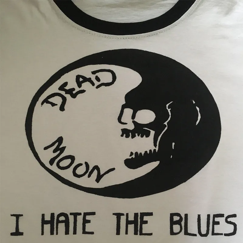 Женская футболка с надписью Moon Dead I Hate The Blues Повседневная летняя короткими