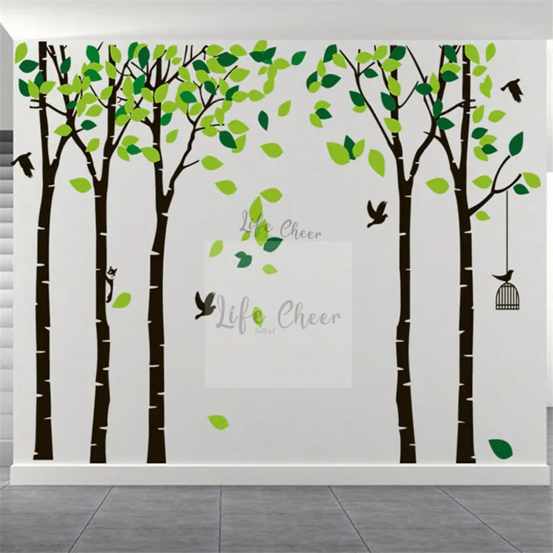 

Tall Birch Tree Wall Art Sticker Large Size Tree Wall Decal Falling Leaves Wall Murals Natural Tree Wallpaper Vinyl Art AC206