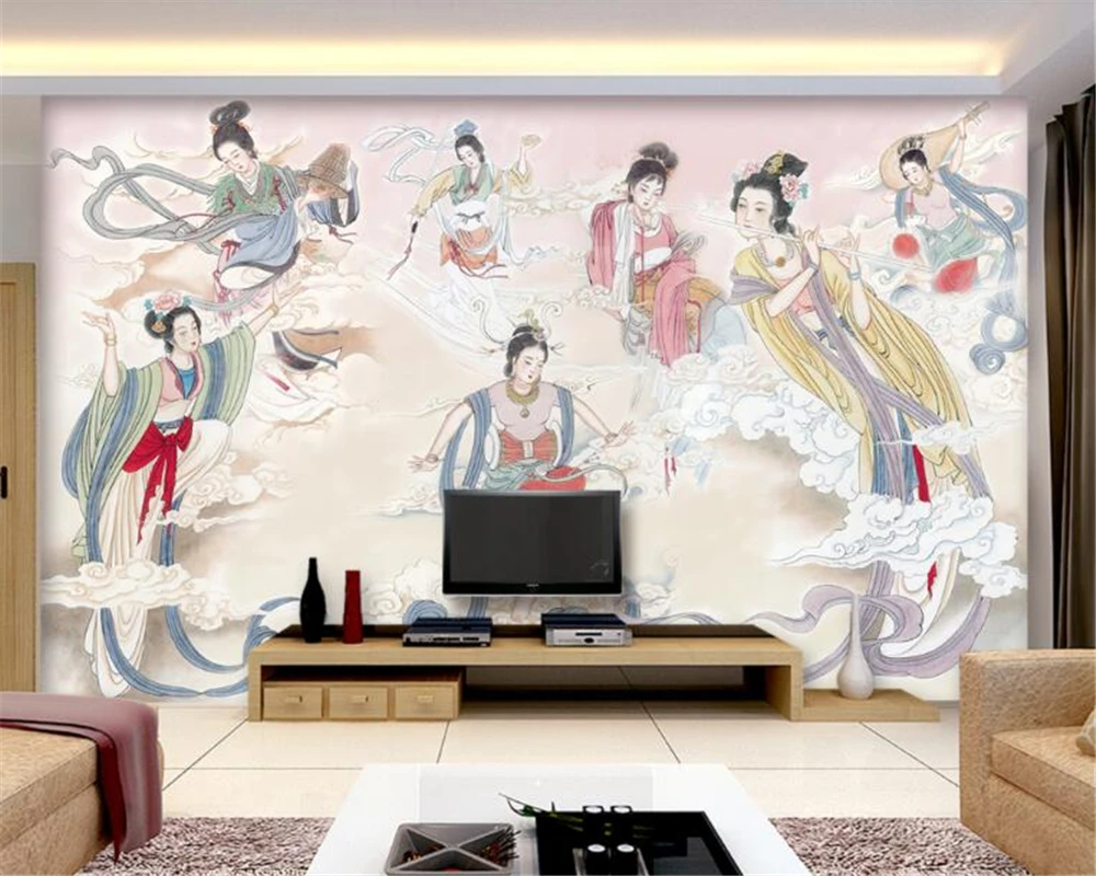 Beibehang photo 3d wallpaper Chinese Seven Fairy Ancient Ladies Makeup Living Room Bedroom TV Background for walls 3D | Обустройство