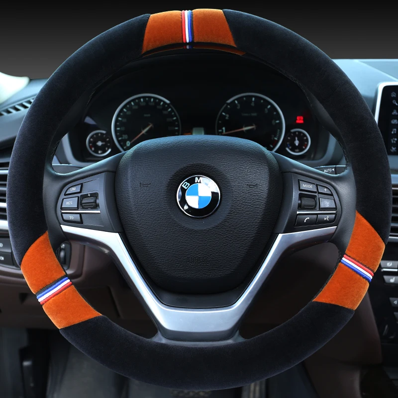 

38CM Car Steering Wheel Cover Anti slip PLUSH Cars Wheels Covers Breathable Hand Stitching Steering-Wheel Car-stying Universal