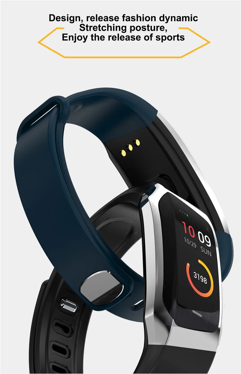 Цвет Сенсорный экран E18 Smart Band ip67 Водонепроницаемый крови Давление Кислорода Монитор Сердечного Ритма Sport браслет Talk Band Ми 2 3