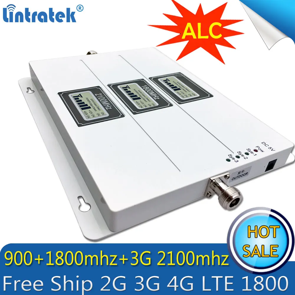 Бесплатная доставка GSM 900 WCDMA 2100 LTE 1800 2G 3G 4G усилитель сигнала ALC 70 дБ сотовый