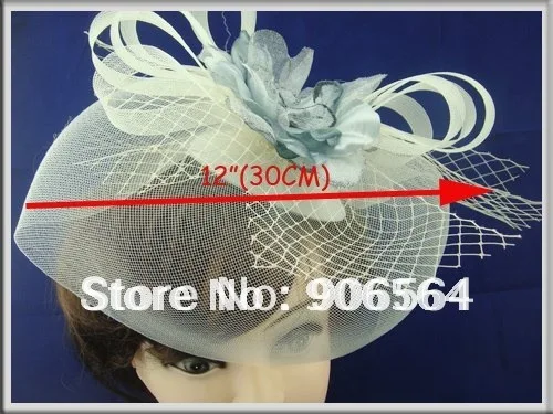 

Fashion Beige and Grey Color Feather Fascinator Hat Mesh Cover Face Veils Bridal Hats Good Wedding Party Silk Flower 6Pcs/Lot