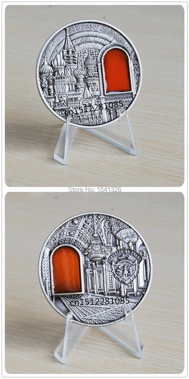 Большой размер 55 мм Палау 2012 минеральное искусство Кремля Россия в Москву