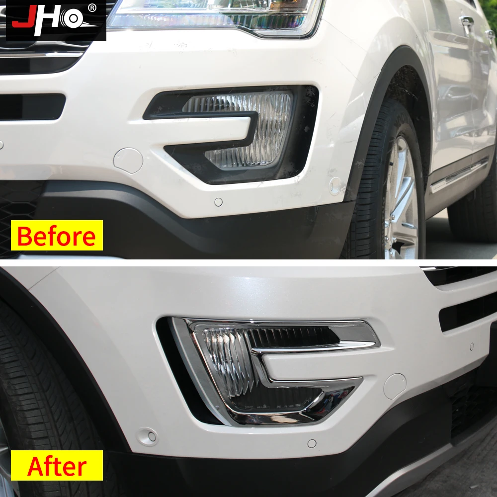 JHO передняя противотуманная фара украсить обложку для Ford Explorer Спортивная противотуманная фара рамка, украшение ободок автомобильные аксессуары черный/хром