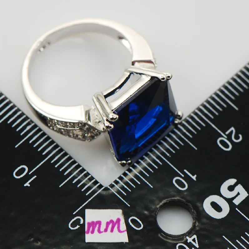 

Blue Crystal Zircon White Crystal Zircon Women 925 Sterling Silver Ring F918 Size 6 7 8 9 10