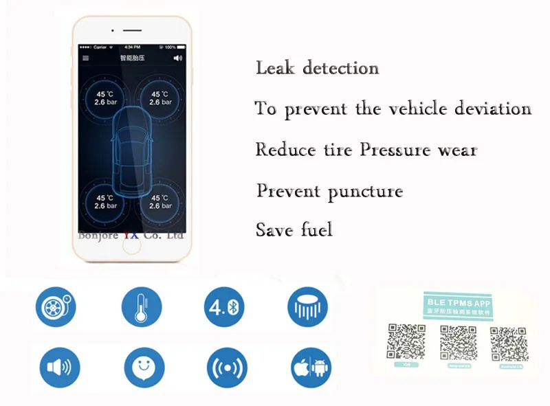 KOORINWOO профессиональный беспроводной Bluetooth TPMS система мониторинга давления в шинах сигнализация давления в шинах Andriod IOS диагностический