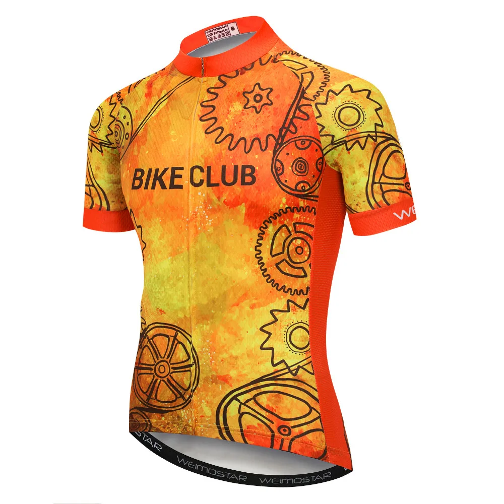 Weimostar Мужская велосипедная майка Pro Team для спуска на гору, дышащая велосипедная майка с коротким рукавом, велосипедная Экипировка оранжевого цвета