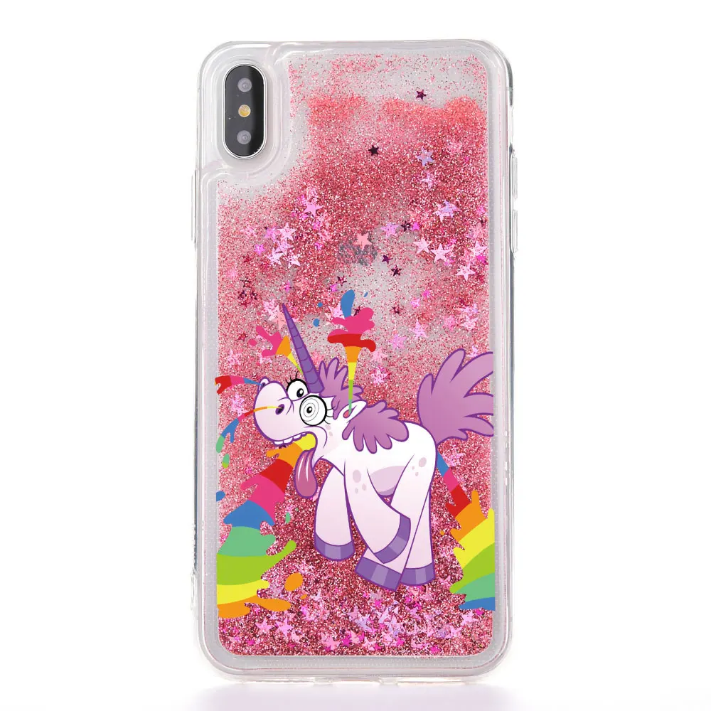FQYANG Cute Spoof Cartoon Unicorn For HUAWEI P8LITE Dynamic Liquid Quicksand Phone Case For Samsung S4 5 6 7 8 Plus A7 A5 J7 J5 - Цвет: 3