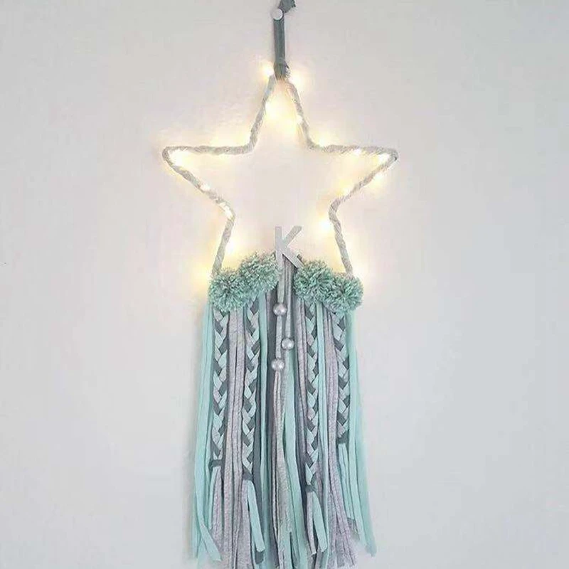 

Scandinavian Nordic Home Decor Felt Star With LED Light Dreamcatcher Wind Chimes Dream Catchers Wall Hanging Kids Decoration