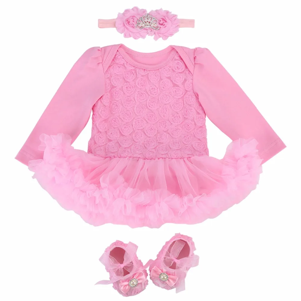 Свадебное платье Кружево Детские Одежда для новорожденных Комплект девочек
