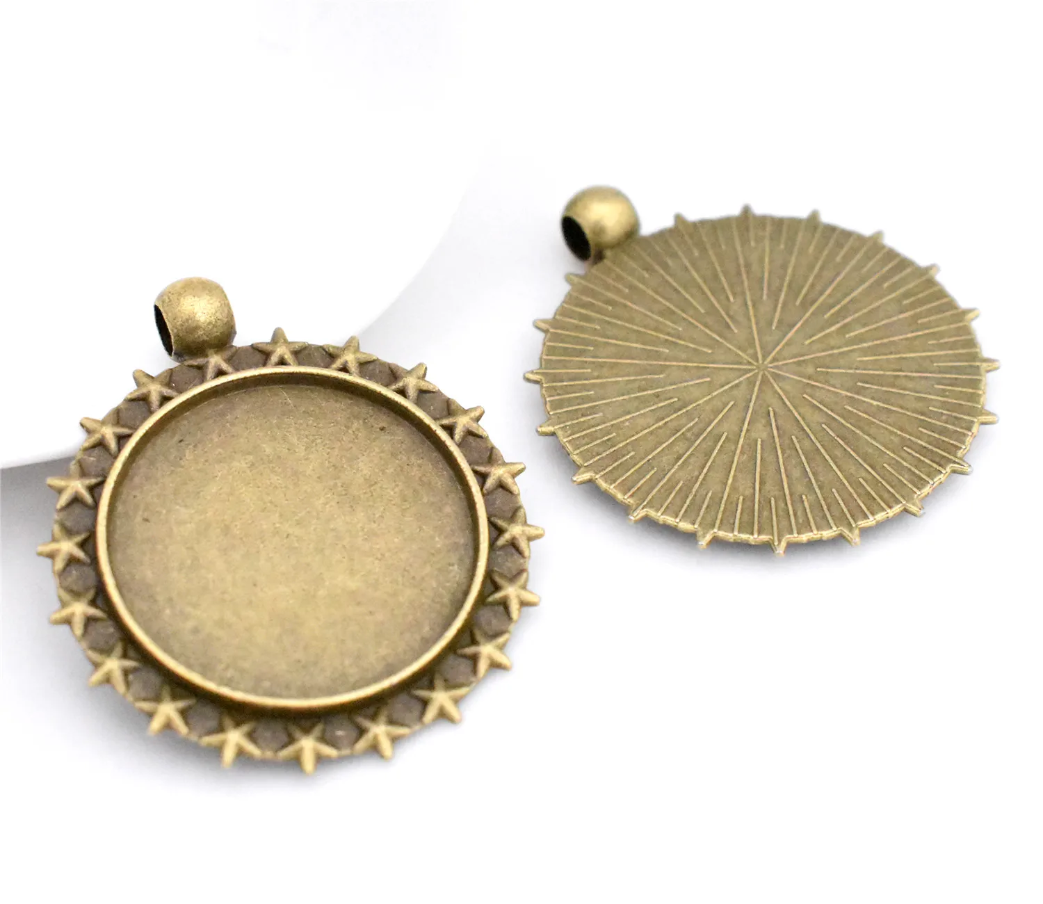 

5pcs 25mm Inner Size Antique Bronze Plated Star Style Cabochon Base Cameo Setting Charms Pendant-