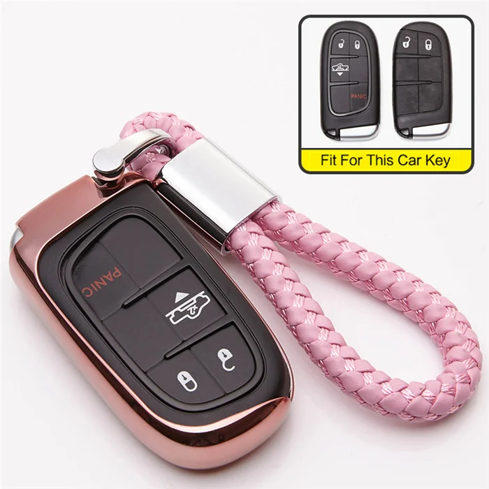 pink with holder Для Fiat Tipo Toro 500X nuovo Grazie TPU автомобильный чехол для ключей держатель для Fiat Freemon брелок автомобильные аксессуары для Jeep для Dodge - Название цвета: pink with holder