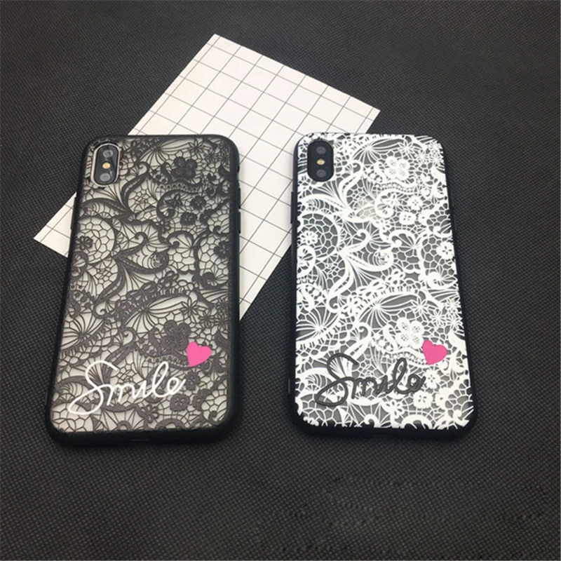 Чехол с кружевными цветами для Huawei P20 Lite iphone X 8 7 6 6S Plus жесткий чехол из ПК + ТПУ Samsung