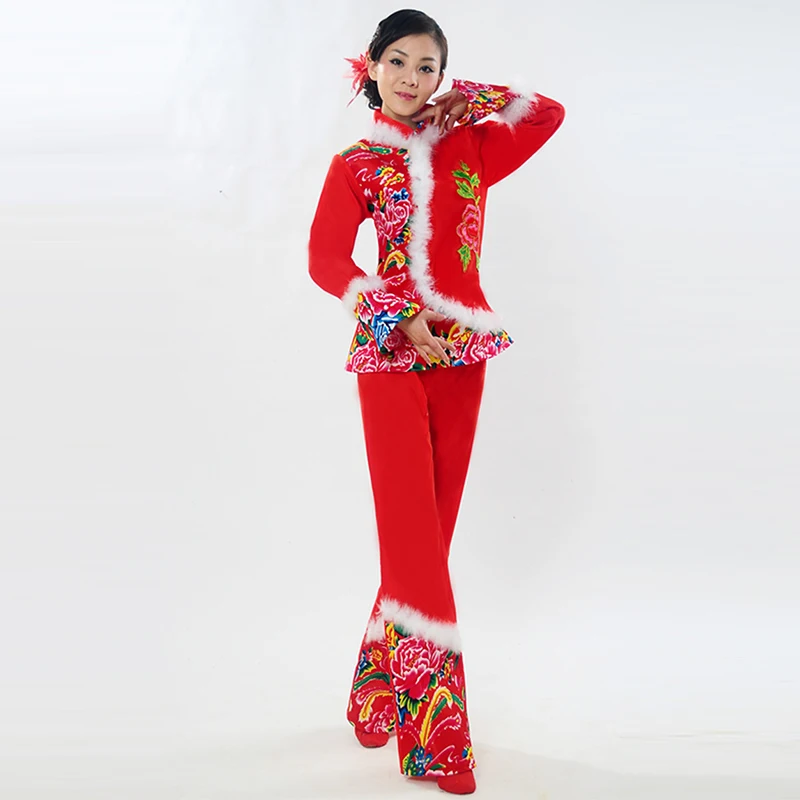 Китайская одежда hanfu Yangko костюм веера для женщин взрослых Этническая Одежда