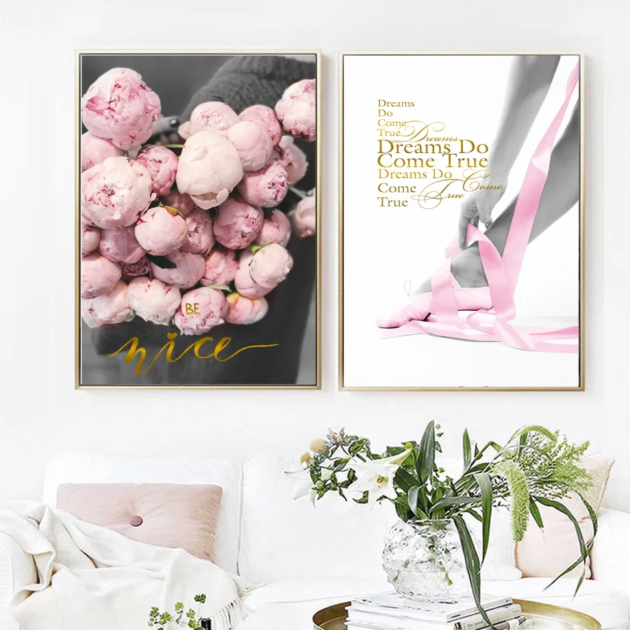 Gohipang розовая Роза девушка любовь цитаты настенная живопись на холсте