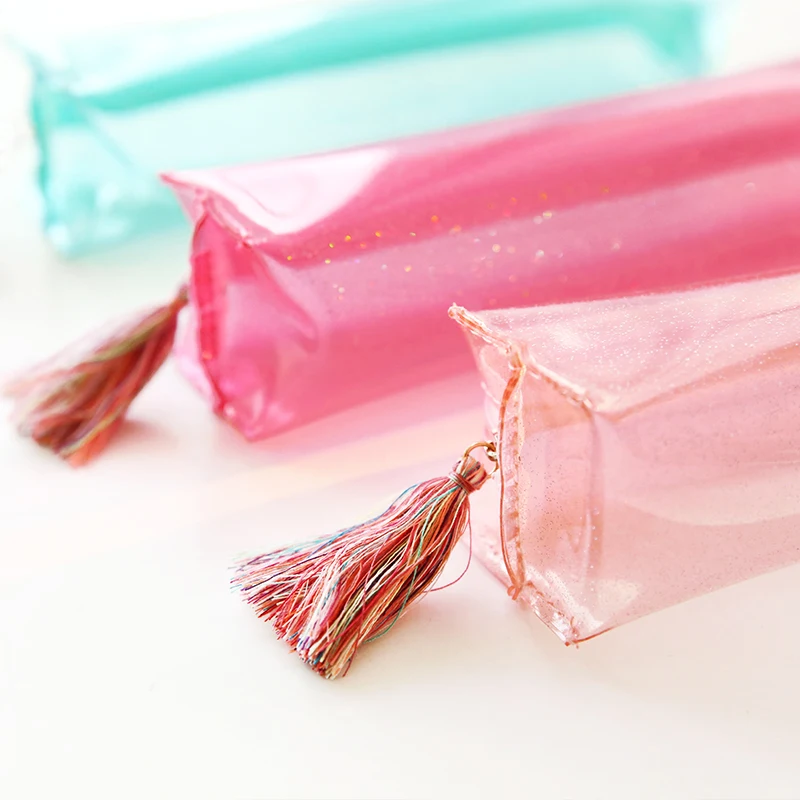 Милый Прозрачный блестящий пенал канцелярские сумки креативная модная сумка для