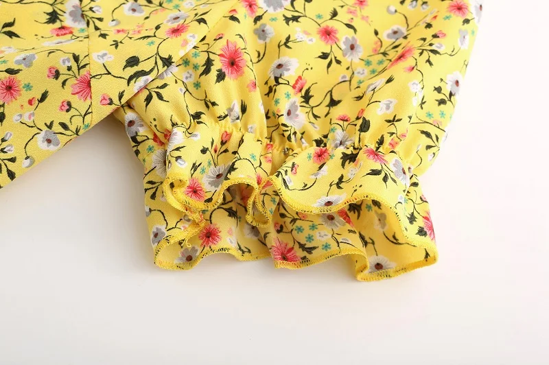 Винтажное сексуальное летнее платье с рюшами на рукавах и пуговицах 2019 женское