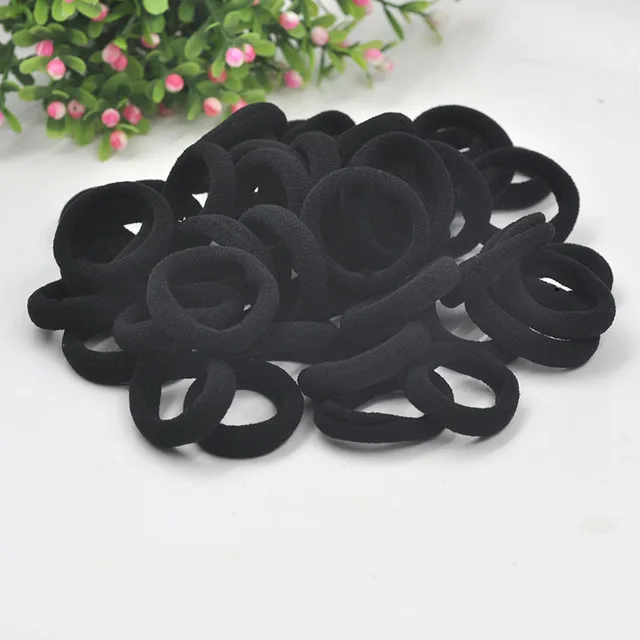 50PCS Color Black 3 см 66 шт./кор. 50 шт./пакет Головные уборы аксессуары для волос резиновый канат эластичная повязка на голову для девочек; мини-юбка для девочек; детская куртка с воротником-хомутом для подвески галстук Резинки - Цвет: 50PCS Color Black