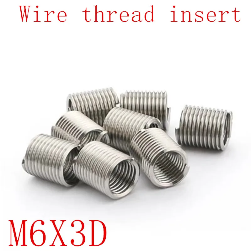 

50pcs M6*1.0*3D Wire Thread Insert Stainless Steel 304 Wire Screw Sleeve, M6 Screw Bushing Helicoil Wire Thread Repair Inserts
