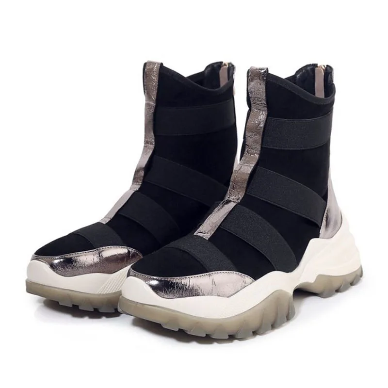 Taoffen 2020 Real Leather Ladies Winter Boots Soft Round Toe Fashion Sneaker Shoes Woman Thick Bottom Ankle Size 34-39 | Обувь
