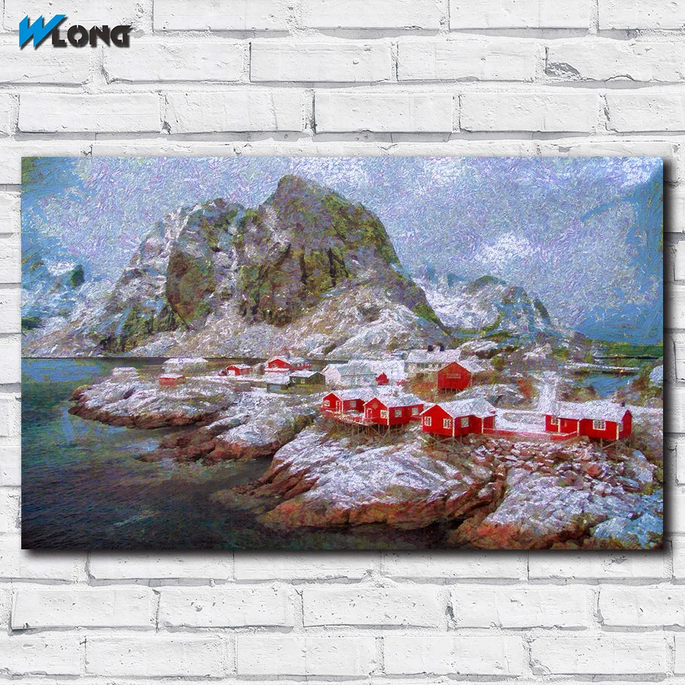 Картина маслом большого размера Lofoten норвежская Настенная картина