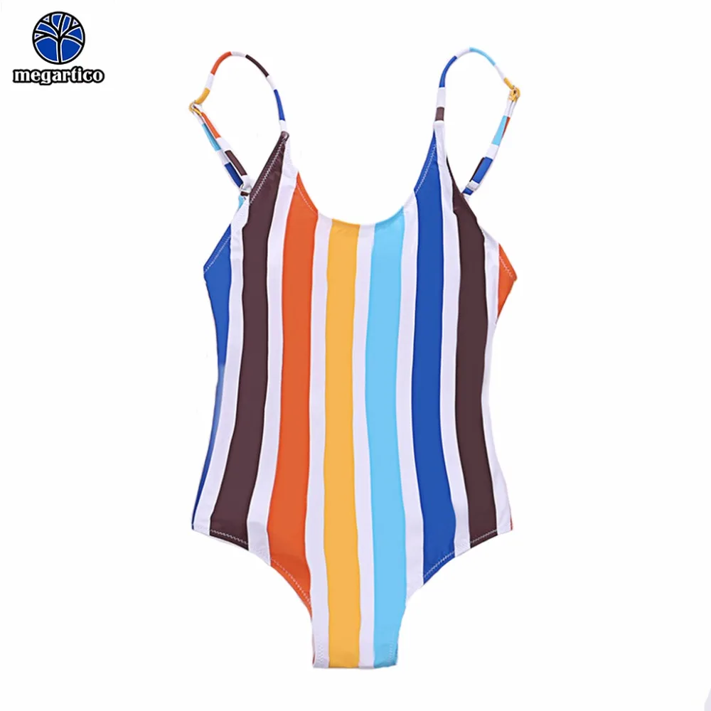 Megartico backless swimwear ladies 2018 striped swimsuit woman one piece sexy bodysuit bandage beach maillot de bain femme | Спорт и