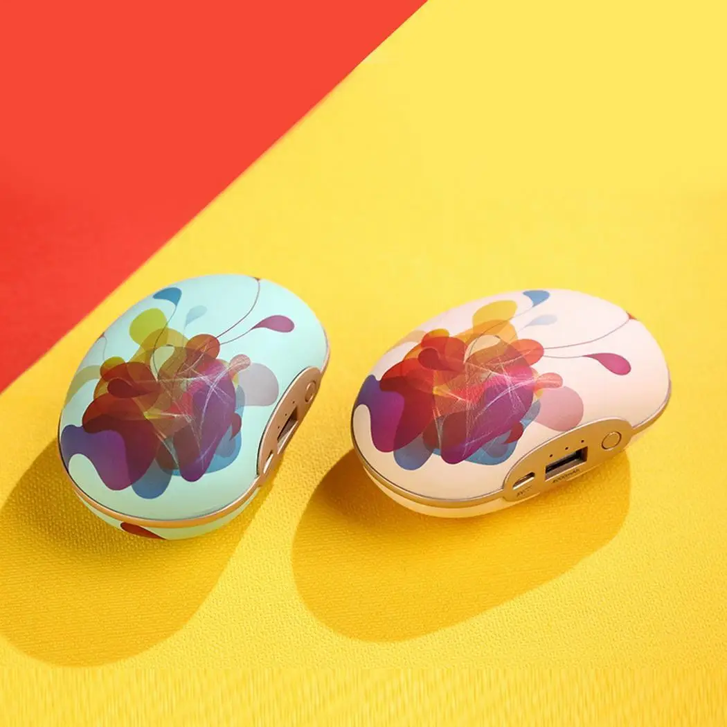 Portable Power Bank Hand Warmer Cute Pea Printed Vibration Massage Winter Warm Hands Mobile General USB External Battery | Мобильные