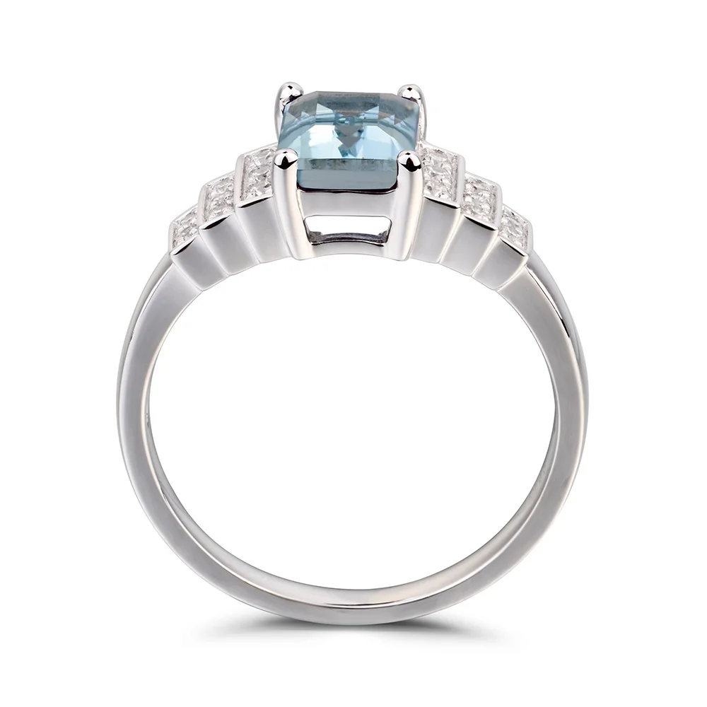 Женское кольцо из серебра 925 пробы с изумрудом|925 sterling gemstone rings|gemstone jewelrynatural aquamarine